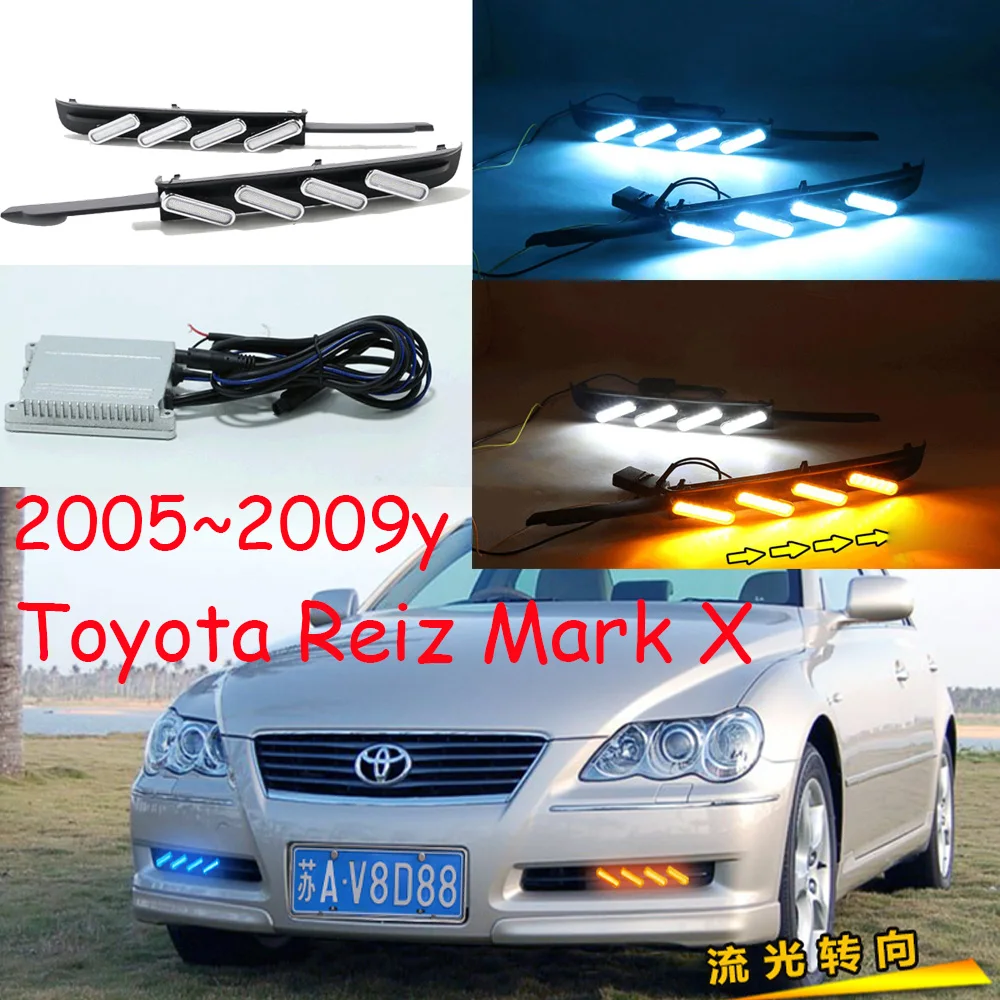 

Автомобильный бампер dynamic 2005 ~ 2009y для Toyota Reiz, дневсветильник Mark X, автомобильные аксессуары, светодиодный ные дневные ходосветильник огни mark X reiz, противотуманные фары
