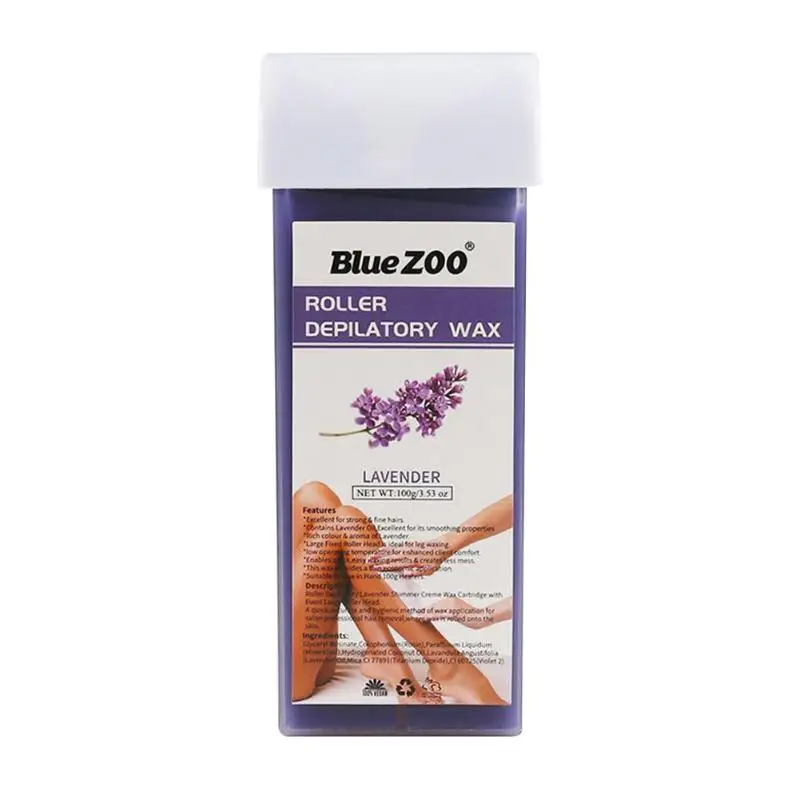 Lavender 100 г восковой картридж для депиляции, крем для удаления волос, нагреватель для удаления волос, восковой крем, 12 ароматов, рулонный горячий воск, все типы кожи - Цвет: Lavender