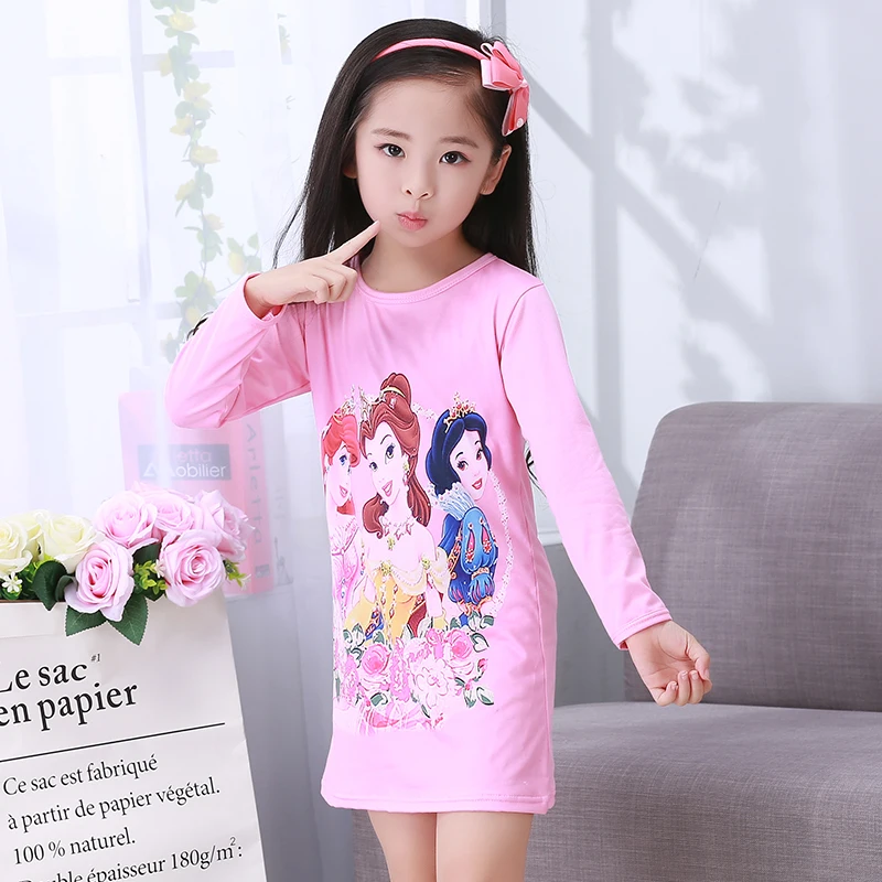 Осеннее детское платье для сна ночная рубашка для маленьких девочек Детская ночная рубашка принцессы с длинными рукавами и рисунком детская Ночная юбка - Цвет: style 3