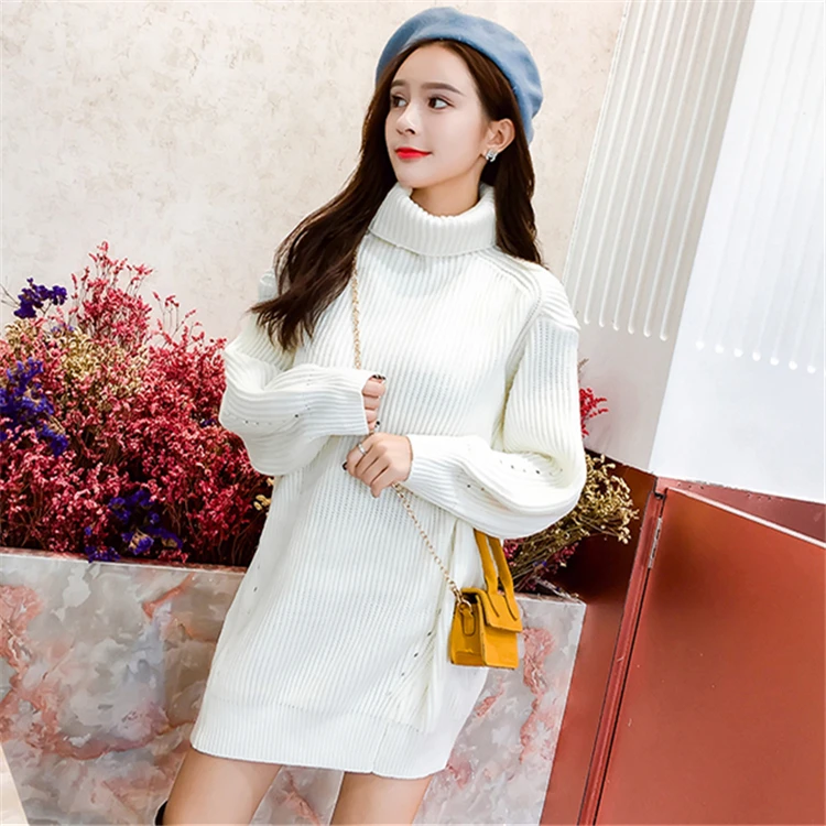 Colorfaith Новинка осень зима женские свитера платья водолазка Повседневный минималистичный корейский стиль Свободный вязаный женский DR8523