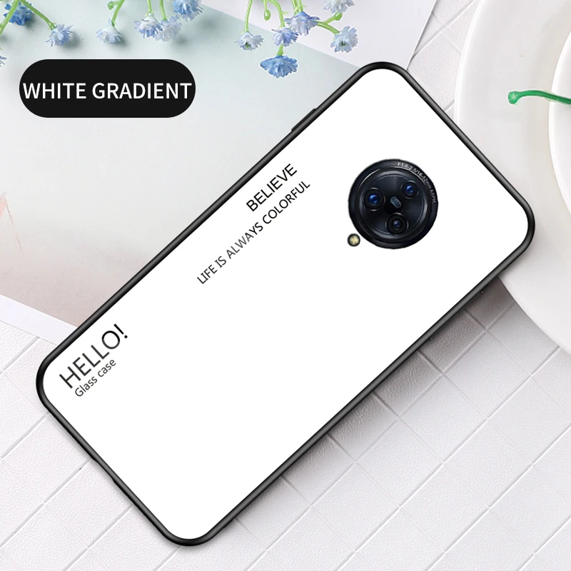 Мода Градиент Стекло телефон крышка для Vivo Nex 3 силиконовые полный защитный бампер чехол для Vivo Nex3 5G на заднюю панель для телефона 6,89" - Цвет: Белый