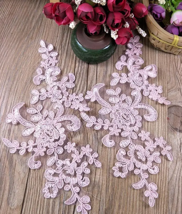 Lace Fabric Lace Sewing Supplies Lace Sewing Accessories Lace Accessories Lace Garment Accessories Lace Decoration 1 Meter Venise Cording Fabric Sequins Pink Flower Venice Mesh Lace Trim Applique