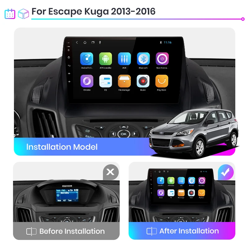 Junsun 4 64gb Android 10 For Ford Kuga Escape 2013 2016 Car Radio Multimedia Video Player Navigation Gps 2 Din Free Android Auto Car Multimedia Player Aliexpress