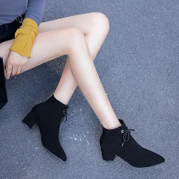 

Big Size 9 10 11 12 boots women shoes ankle boots for women ladies boots shoes woman winter Round head thick with