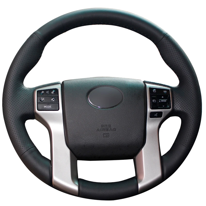 Hand-stitched Black Genuine Leather Car Steering Wheel Cover for Toyota Land Cruiser Prado 2010-2017 Tundra 2014-2019 Tacoma | Автомобили