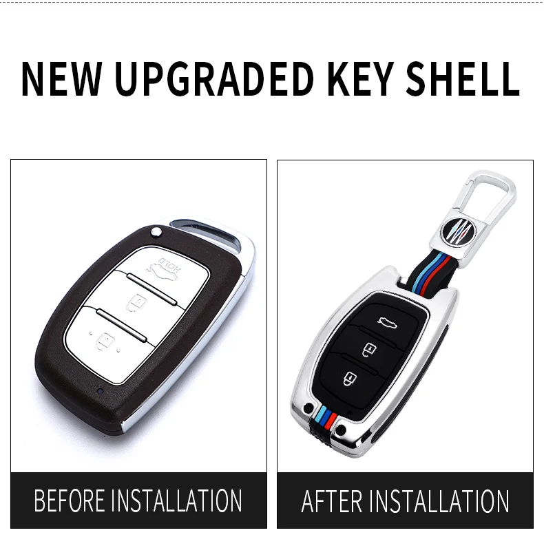 Custodia per chiave auto in lega di zinco per HYUNDAI TUCSON IX35 SOLARIS I25 I30 MISTRA ACCENT Car KEY Bag Smart Key Car Styling portachiavi - H0ca056a7c1204954ac4286772365f54dT