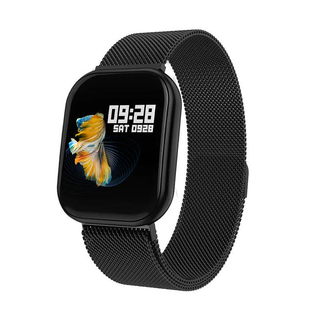 GEJIAN Смарт-часы модный фитнес-браслет трекер активности монитор сердечного ритма мониторинг сна для ios Android, Apple iPhone - Цвет: Steel strip black