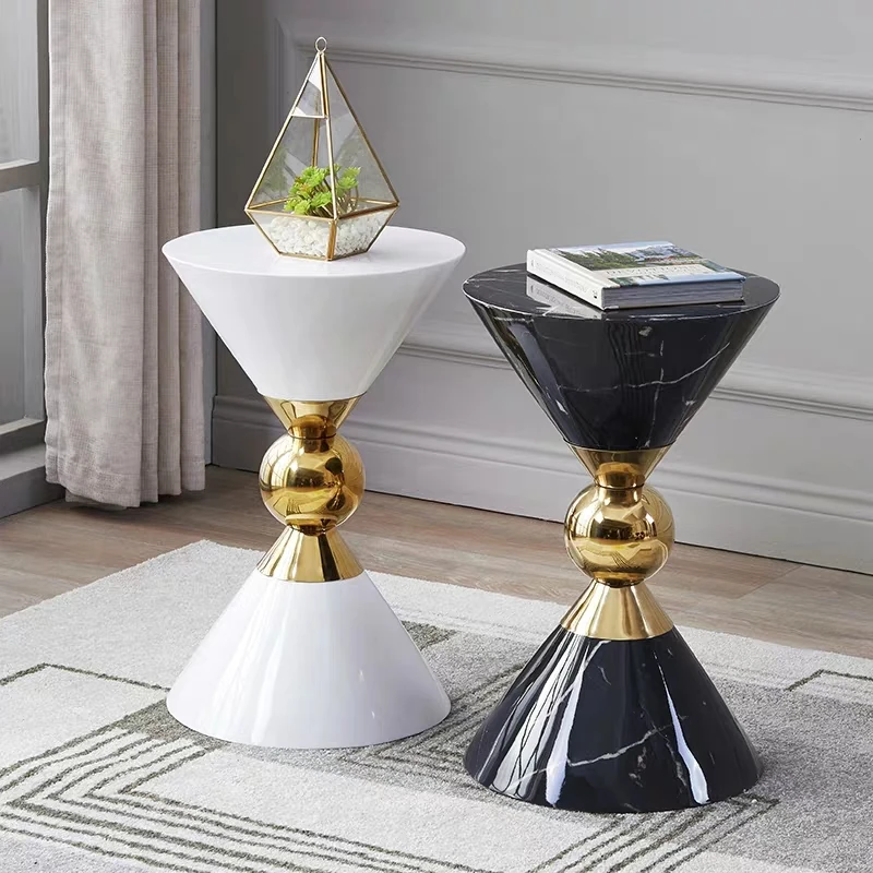 Marble texture luxury side table sofa corner table art creative end
table modern living room small coffee table round table