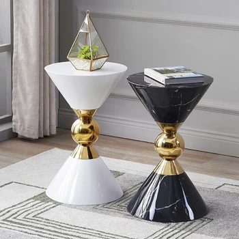 Marble texture luxury side table sofa corner table art creative end table modern living room small coffee table round table