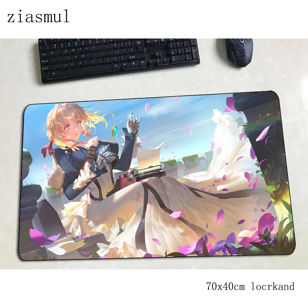 Фиолетовый evergarden коврик для мышки с аниме компьютерный коврик 70x40 см игровой коврик большой толстый клавиатура со встроенной мышью игры ПК геймер стол