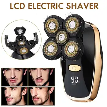 

5 In 1 Electric Shaver 4D LCD USB Rechargeable 5 Blades Washable Electric Shaving Hair Clipper Trimmer Razors For Men