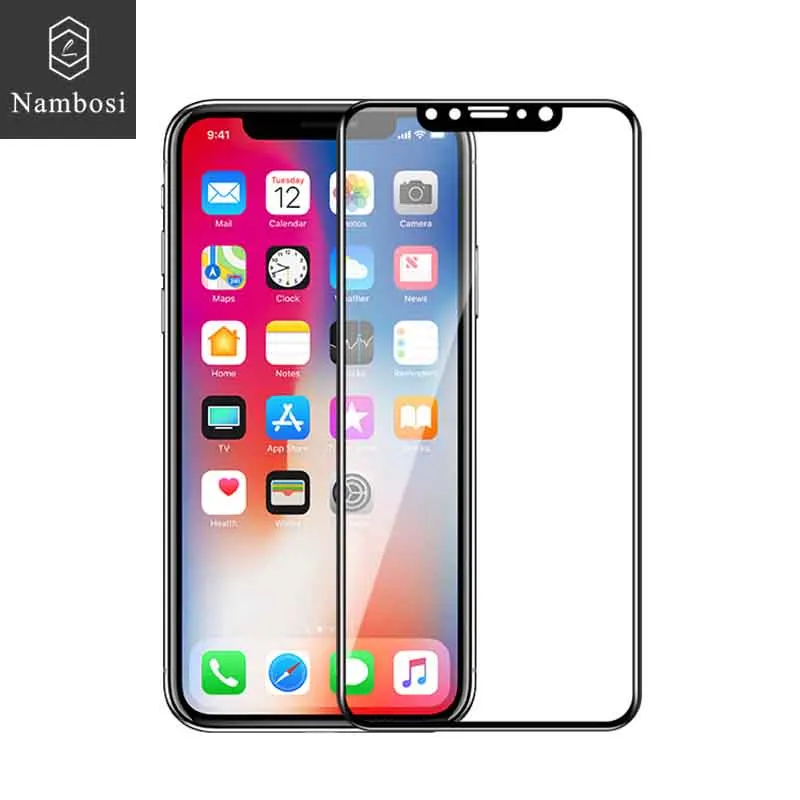 Nambosi полное покрытие из закаленного стекла протектор экрана для iphone X Xs защитное