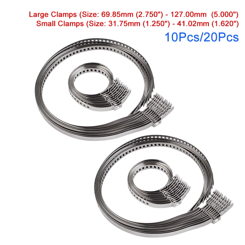 10 Pcs Universal Adjustable Axle CV Joint Boot Crimp Clamps Large