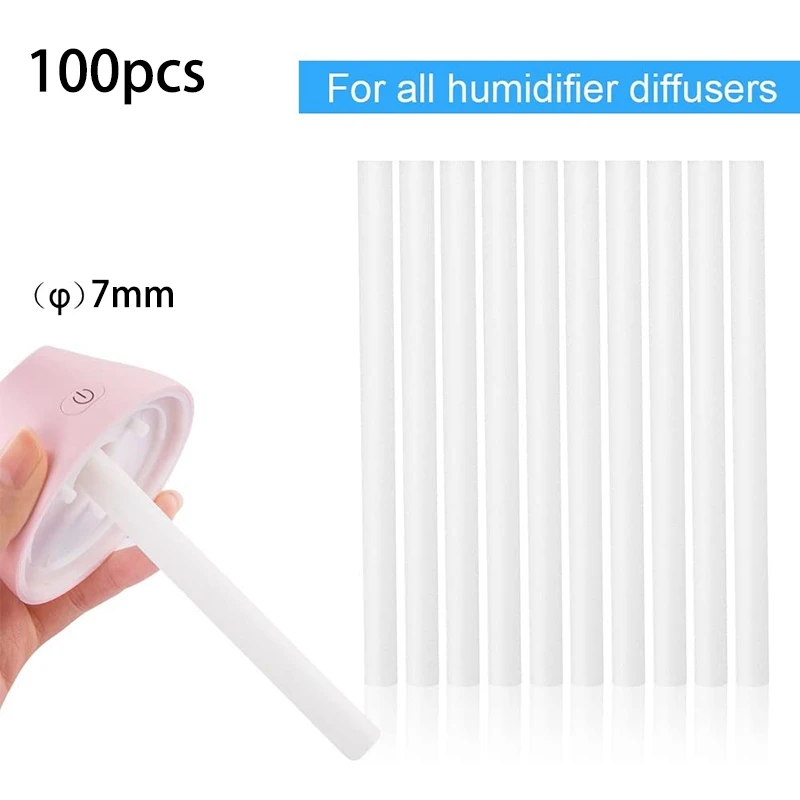 100 Pack Humidifier Filters Replacement Cotton Sponge Stick for USB