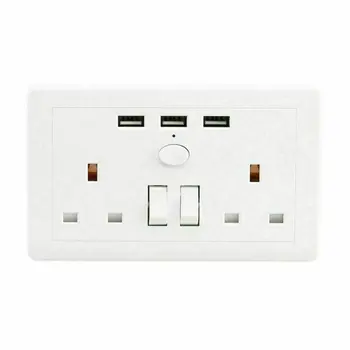 

Dual USB port wall charger adapter wall charger 13 to UK plug double socket 2 way socket White