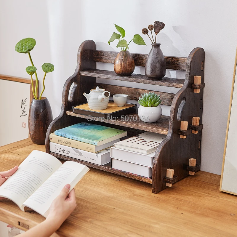 

Paulownia Wooden Shelf Storage Rack Used as Bookcase or Plant shelves and flower stands for Living room or Dining room