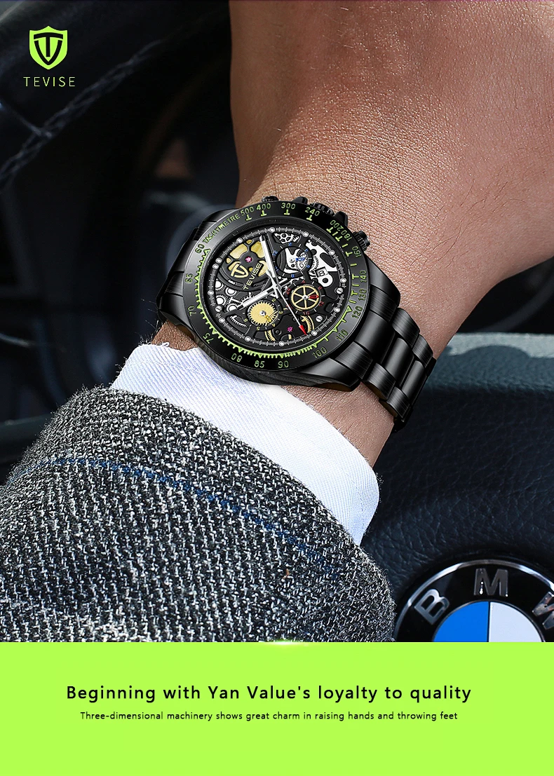 Relogio Masculino TEVISE мужские часы Лидирующий бренд Роскошные автоматические механические часы полностью стальные бизнес водонепроницаемые спортивные часы