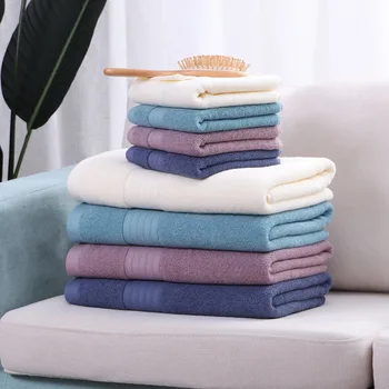 

Cotton Towel Set For Adults 1 Face Hand Towel+1 Bath Towel Bathroom Blue Color White Towels Washcloth Terry Sports Travel Solid