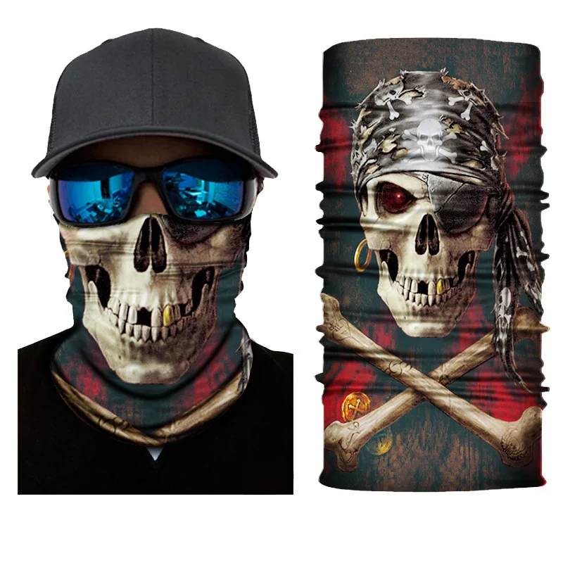 2021 Cool Design Fashion Seamless Polyester Neck Gaiter Headwear Skull Tubular Bandana For Fishing