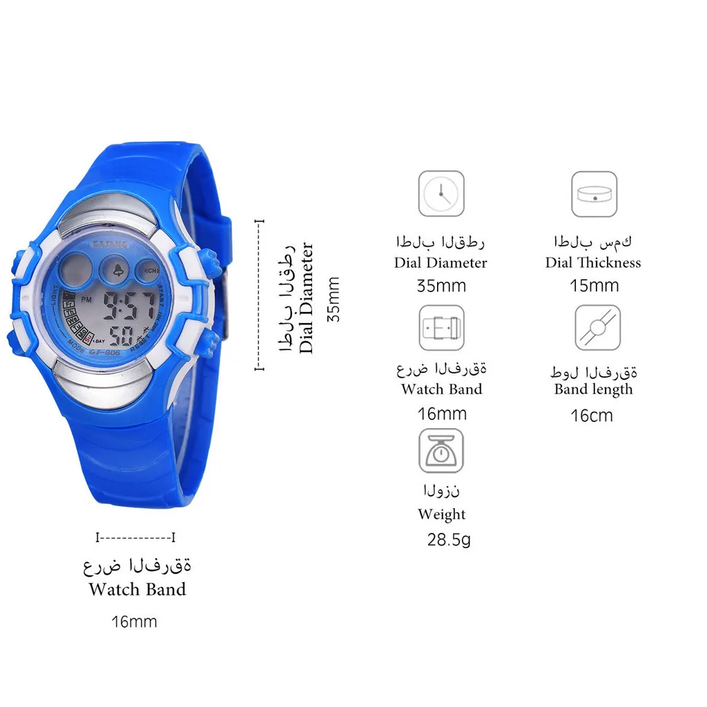 Новые креативные многофункциональные часы детские Студенческие спортивные водонепроницаемые часы студенческие Детские электронные часы с будильником и датой подарок A77