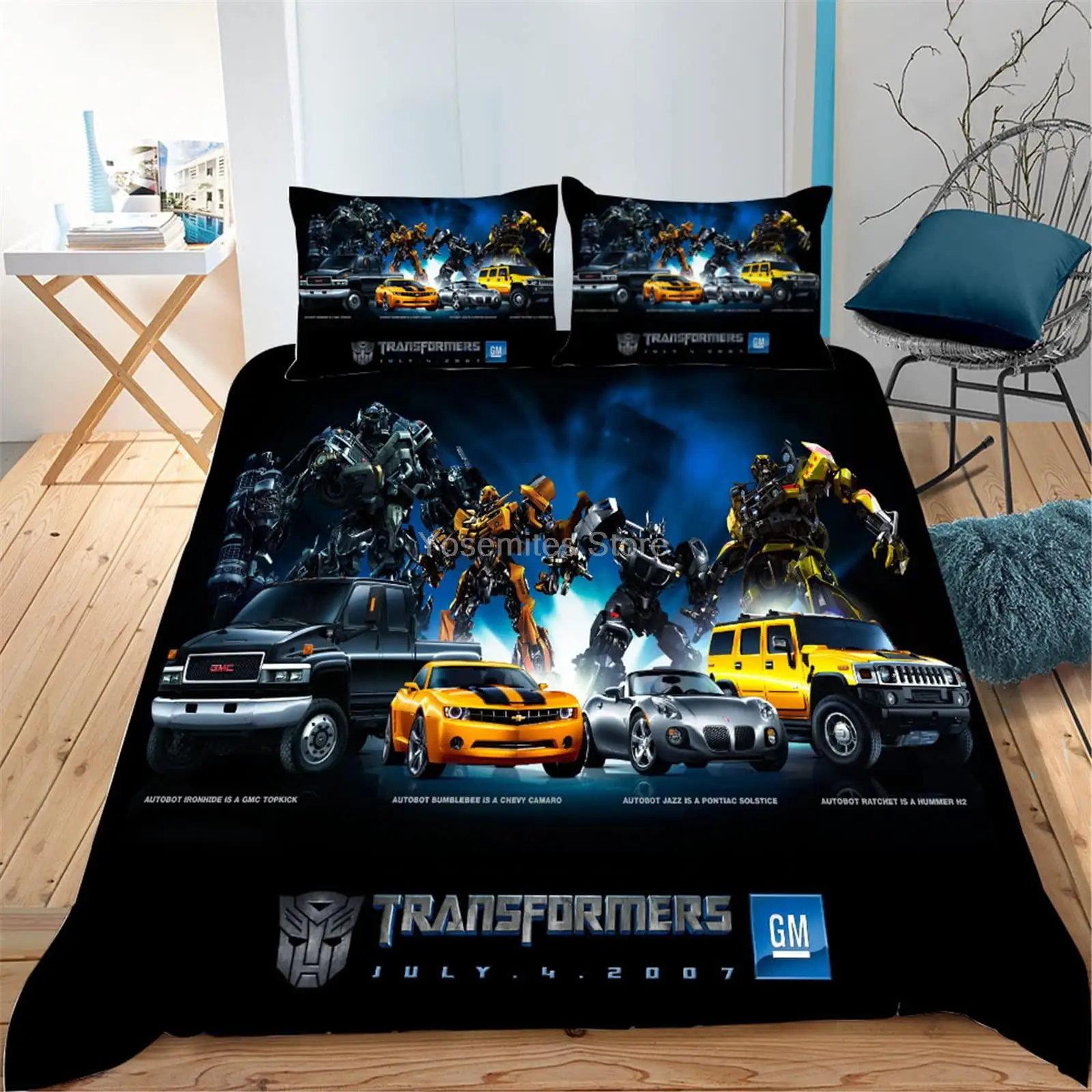 Child Transformer Duvet Cover Optimus Prime Quilt Cover Set Soft Cotton