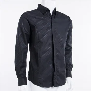 

2020 New Fashion Mens Luxury Casual Stylish Slim Fit Long Sleeve Casual Shirts Dark Twill Shirt
