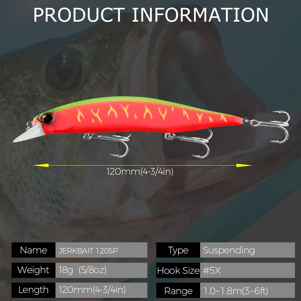 BEARKING 12cm 18g 핫 모델 낚시 미끼 하드 미끼 10 색 선택 미노우 품질 전문 미노우 깊이 1-1.8m