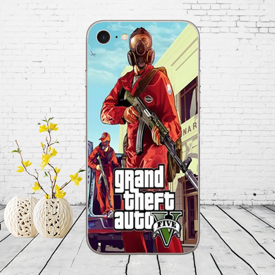 33DD Grand Theft Auto GTA V Soft Silicone Cover Case for iphone 5 5s se 6 6s 8 plus 7 7 Plus X XS SR MAX case iphone 8 leather case