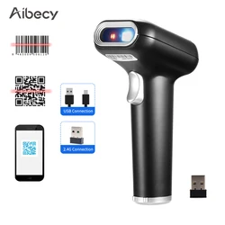 Aibecy Barcode Scanner 1D/2D/QR Code Scanner 2.4G Wireless USB Wired Bar Code Reader with Multi-Functional Base for Supermarket