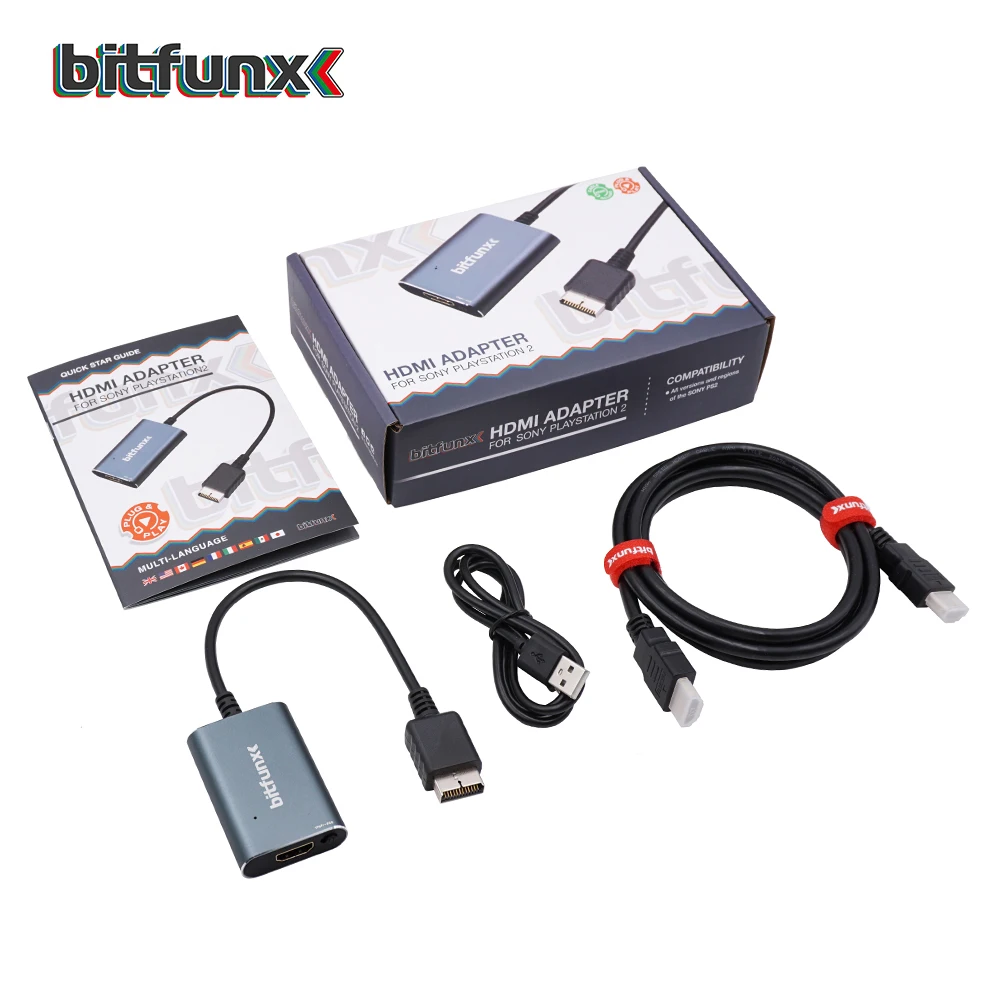 Bitfunx HDMI конвертер/адаптер для Sony PS2 в современный телевизор лучшее качество
