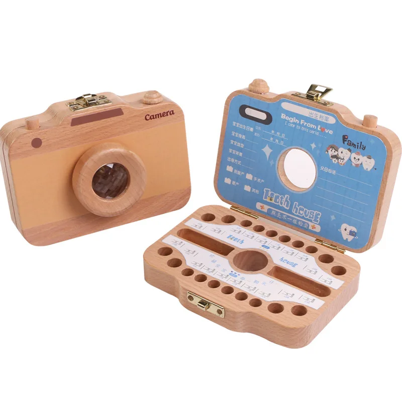 

Children Baby Teeth Save Lanugo Storage Collection House Souvenir Wood Model Kaleidoscope Camera Deciduous Teeth