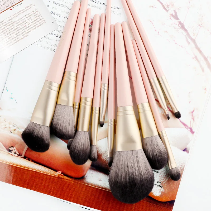 Escova de Cosméticos Lote Pçs Multi Fibra Sintética Terno Punho Madeira Micro Bigodes Maquiagem Aparelhos Ferramentas Cosméticos Ha1936 10 Set - 12 17 10 set lote 12 pçs multi fibra