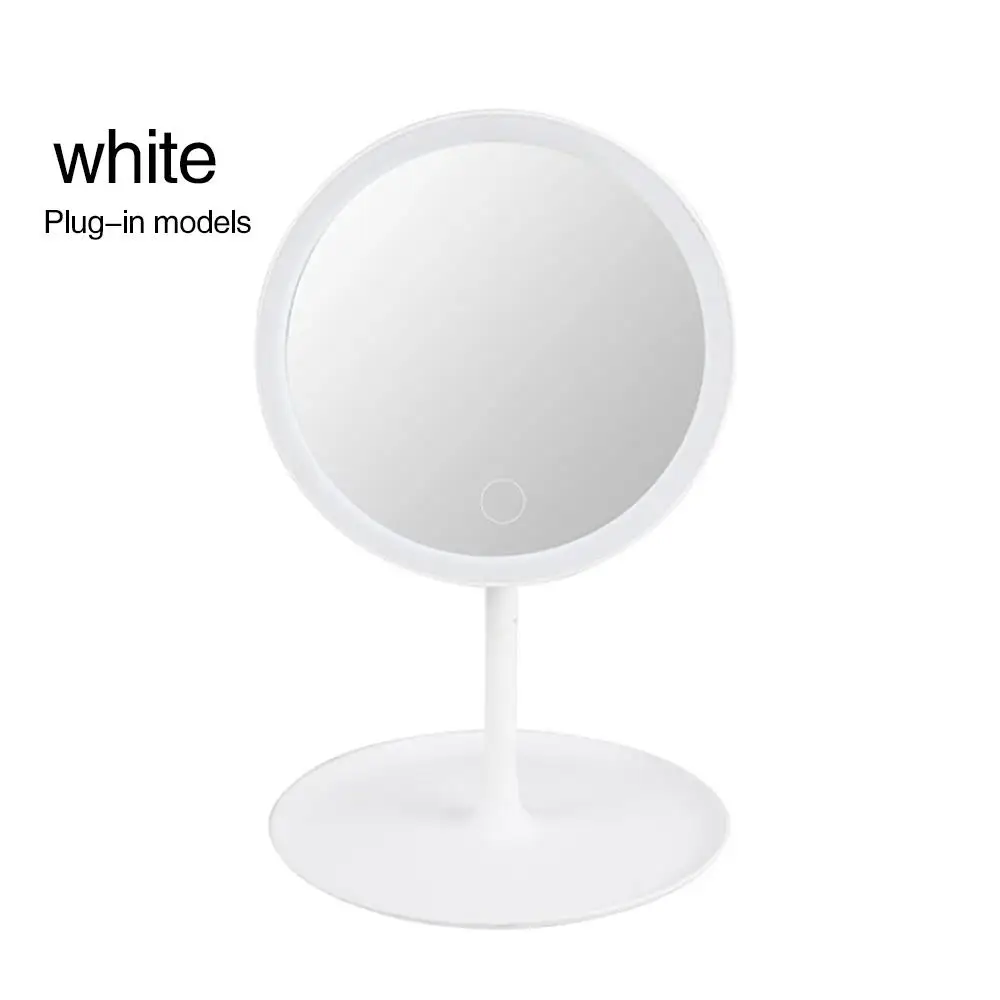 Зеркало для макияжа, светодиодный светильник с подсветкой, Круглый, вращение на 360 °, для ванной комнаты, красота, регулируемая яркость, дизайн интерьера, настольное зеркало