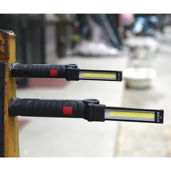 

360 ° Folding USB Charging 5 Mode COB LED Work Light Red Light Strong Emergency Flashlight Hanging Hook Lamp Outdoor Camping