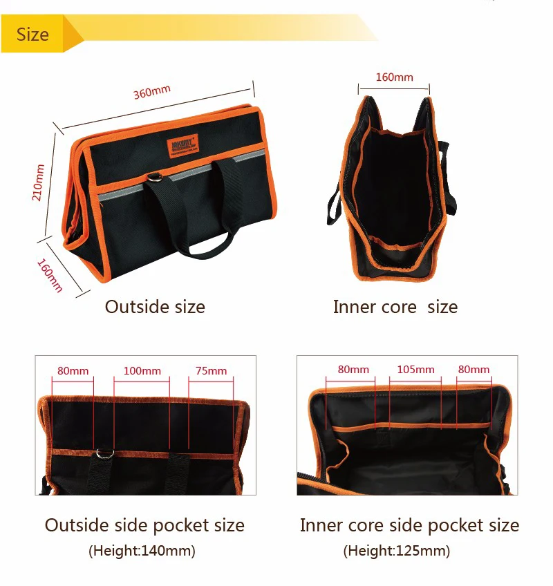 JAKEMY Multifunction Tool Bag Electrician Waterproof Hardware Repair Tools Bag Wear-resistant Tool Storage Toolkit waterproof tool bag