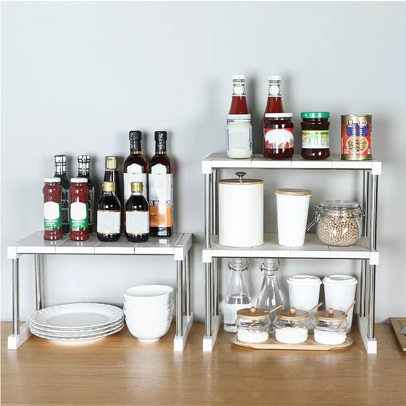 Home Kitchen Supplies Cabinet Table Shelf Organizer Expandable Stackable Storage Shelf For Sauce Kitchen Storage Shelf Racks Holders Aliexpress