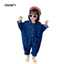 CNUM; Модный брендовый джинсовый комбинезон для маленьких девочек; детская одежда; Детский костюм; цельнокроеная одежда; Прямая поставка