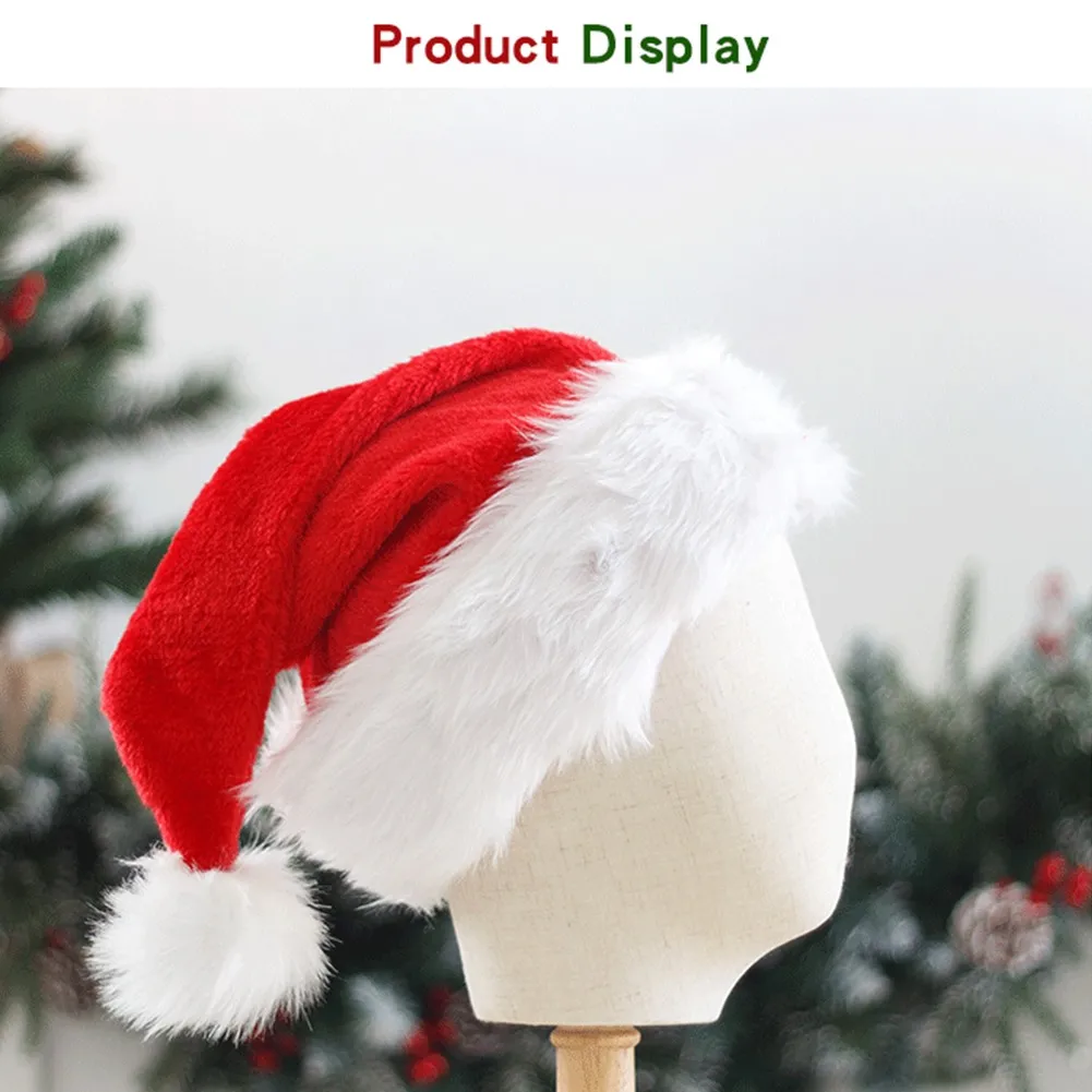 Christmas Hats New Year Thick Plush Hat For Adults Hat Christmas Decorations For Home Xmas Santa Claus Gifts Warm Winter Cap