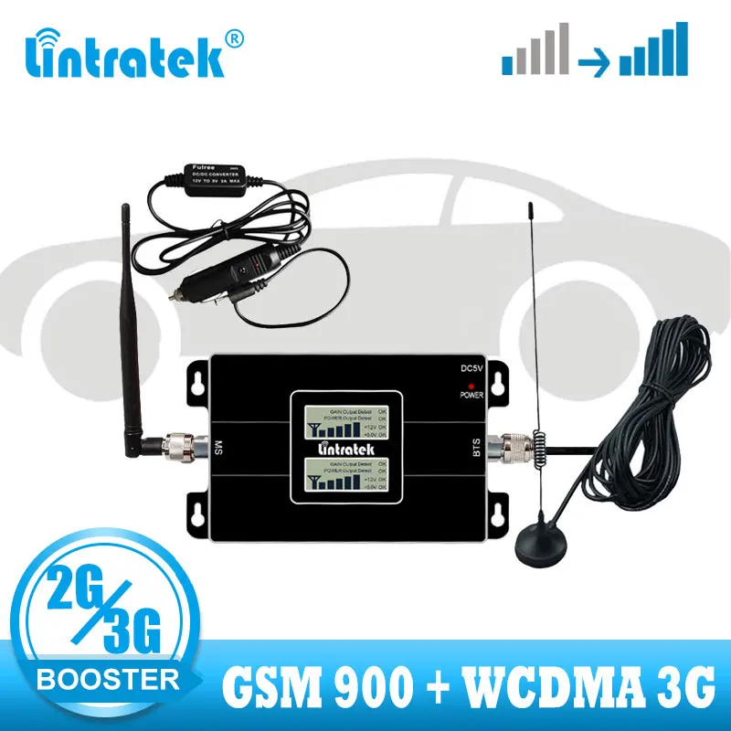 Lintratek Set Car Use Repetidor Dual Band WCDMA