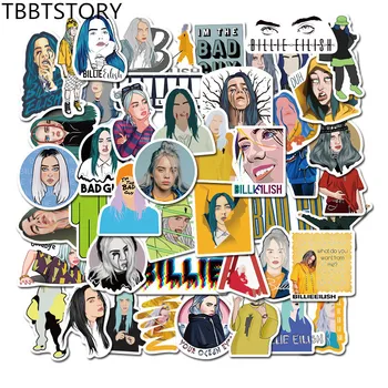 

50Pcs Singer Billie Eilish Stickers for Skateboard Fridge Luggage Snowboard Guitar Motorcycle Car Laptop Waterproof Sticker