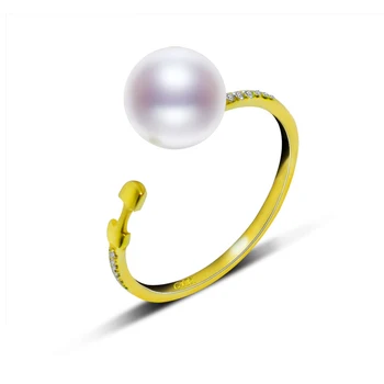 

NYMPH Brand Natural Freshwater Pearl Ring 18K Yellow Gold Pearl Ring For Women J316