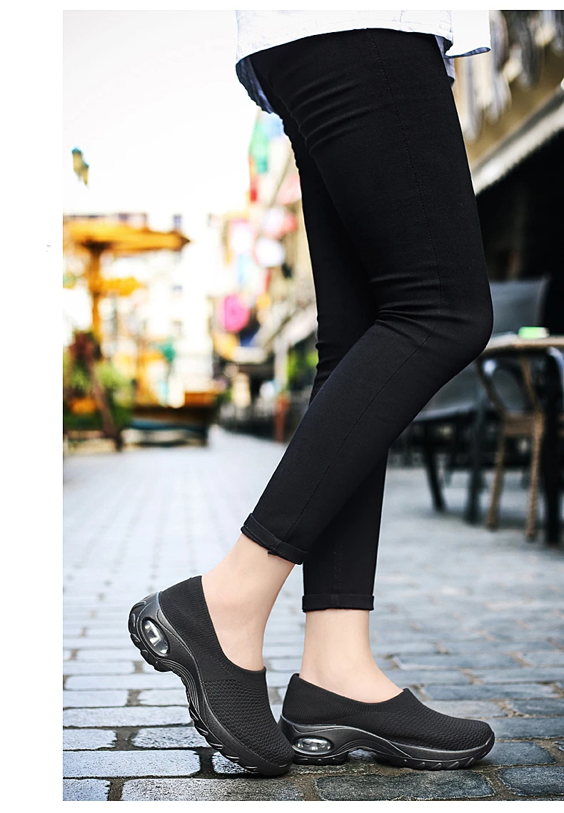 Золотистые женские кроссовки с воздушной амортизацией, дышащие, трикотажные, сетчатые, классические кроссовки без шнуровки, женские спортивные кроссовки