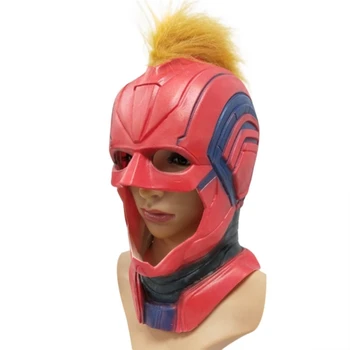 

Captain Marvel Latex Mask Cosplay Captain Marvel Carol Helmet With Wing Surpurhero Masks Halloween Party Props Dropship Women