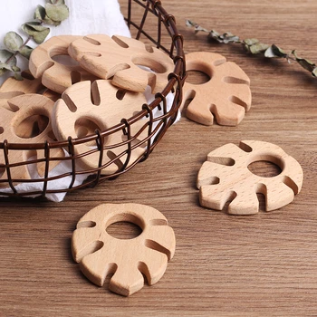 

4pc Hand made organic baby toy DIY wooden Tooth Pendant environmental protection and safety baby tooth toy