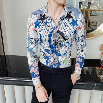 

Starprint Fancy Shirt Chemise Homme Long Sleeve Camisa Masculina Shirts Slim Fit Men Flower Shirt Wedding Party Club Shirt4xl