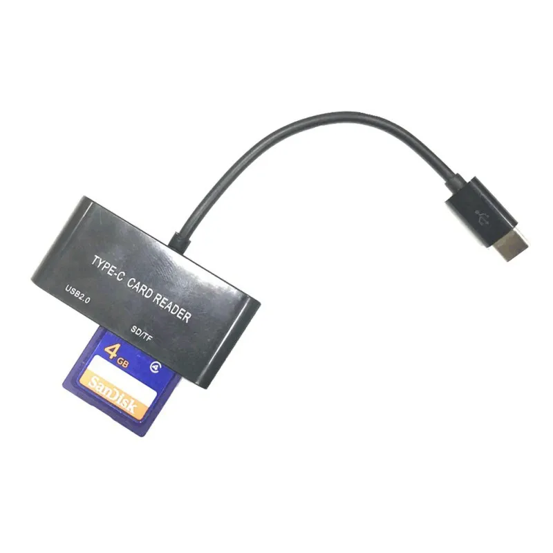 Топ кард-ридер 3-в-1 Тип usb-C TF защищенная цифровая карты памяти телефона планшетного компьютера проводной адаптер с кабелем