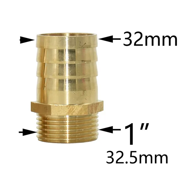 Sárgaréz 1 "Férfi Szál 16/19/25/32 Mm -Es Tömlő Barb Csatlakozók Víztömlő -Csatlakozócsukló Rézvízcsövek Szerelvényei - Image 3