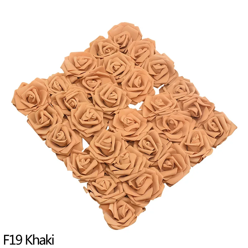F19 Khaki 21 цвет 10 голов искусственные из ПЭ пены розы Свадебный букет невесты DIY домашний декор Скрапбукинг поддельные товары для цветов - Цвет: F19 Khaki