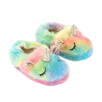 

Winter Kids Cute Unicorn Slippers Children Bedroom Cotton Shoes Baby Girls Boys Lovely Indoor Home Shoes