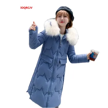 

Womens Winter Jackets 2019 Parkas For Women Wadded Jackets Warm Long Outwear With a Hood Faux Fur Collar Cotton Padded Coat